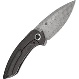 Kansept Knives ODD 21 Framelock Black Titanium Folding Damascus Pocket Knife 1077A3