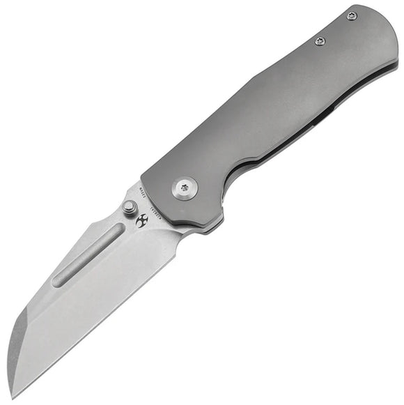 Kansept Knives Dreadnaught Framelock Gray Titanium Folding S35VN Knife 1082A1