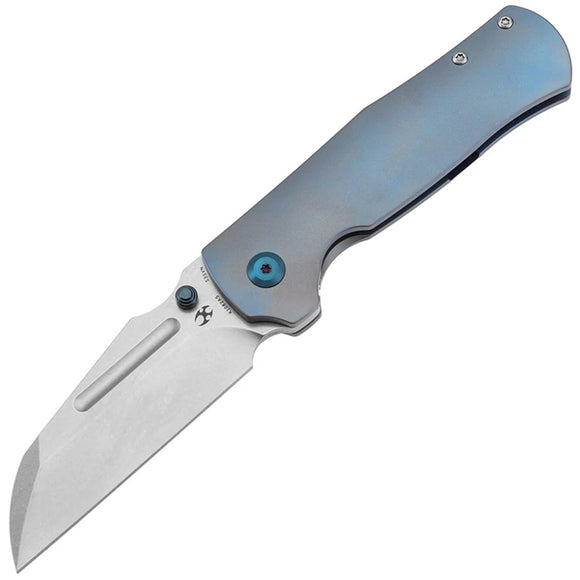 Kansept Knives Dreadnaught Framelock Blue Titanium Folding S35VN Knife 1082A5