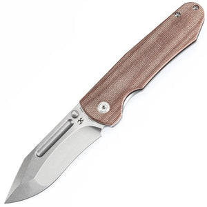 Kansept Knives Superhawk Framelock Brown Micarta & Titanium Folding S35VN Knife 1084B1