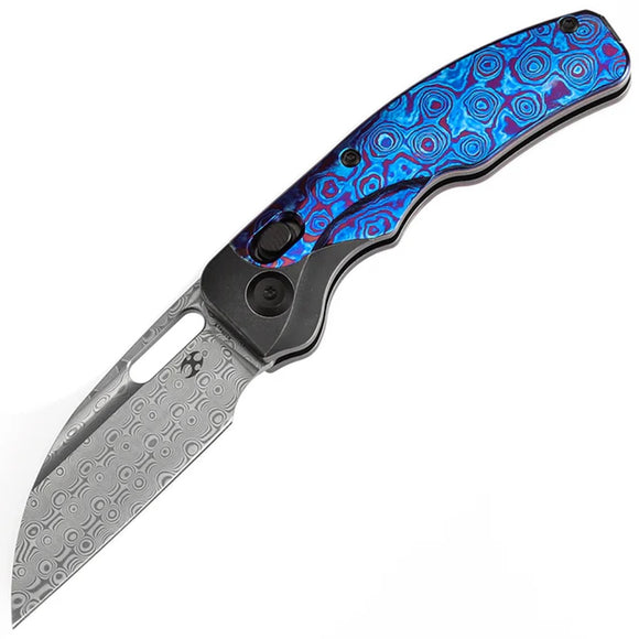 Kansept Knives Vivid Crossbar Lock Titanium & Timascus Folding Damascus Knife 1094V5