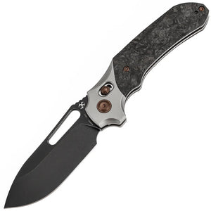 Kansept Knives Quasar Crossbar Lock Titanium & Dark Matter Carbon Fiber Folding 20CV Knife 1099V1