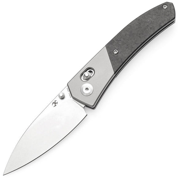 Kansept Knives Dako Crossbar Lock Titanium & Shredded Carbon Fiber Folding S35VN Knife 1101V1