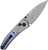Kansept Knives Dako Crossbar Lock Gray Titanium & Timascus Folding Damascus Knife 1101V4