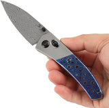 Kansept Knives Dako Crossbar Lock Gray Titanium & Timascus Folding Damascus Knife 1101V4