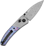 Kansept Knives Dako Crossbar Lock Gray Titanium & Timascus Folding Damascus Knife 1101V4