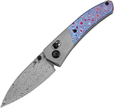 Kansept Knives Dako Crossbar Lock Gray Titanium & Timascus Folding Damascus Knife 1101V4