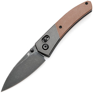 Kansept Knives Dako Crossbar Lock Titanium & Brown Micarta Folding S35VN Pocket Knife 1101V6