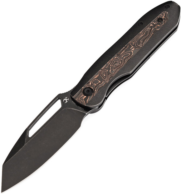 Kansept Knives Thunderhead Linerlock Titanium & Copper Carbon Fiber Folding S35VN Knife 1106A1