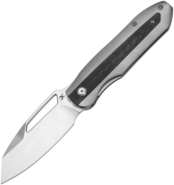 Kansept Knives Thunderhead Linerlock Gray Titanium & Carbon Fiber Folding S35VN Knife 1106A2