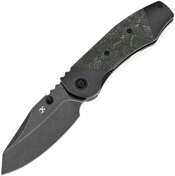 Kansept Knives Caveman Framelock Black Titanium & Jungle Carbon Fiber Folding 20CV Knife 1110B2