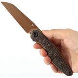 Kansept Knives Halide Linerlock Copper Foil Carbon Fiber Folding Rose Gold S35VN Pocket Knife 1136A5