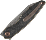 Kansept Knives Halide Linerlock Shredded Carbon Fiber Folding Damascus Pocket Knife 1136A6