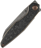 Kansept Knives Halide Linerlock Shredded Carbon Fiber Folding Damascus Pocket Knife 1136A6