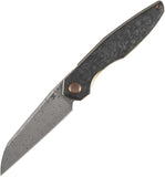 Kansept Knives Halide Linerlock Shredded Carbon Fiber Folding Damascus Pocket Knife 1136A6