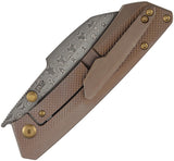 Kansept Knives Contra Framelock Bronze Titanium Folding Damascus Pocket Knife 1139A4