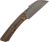 Kansept Knives Contra Framelock Bronze Titanium Folding Damascus Pocket Knife 1139A4