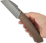 Kansept Knives Contra Framelock Bronze Titanium Folding Damascus Pocket Knife 1139A4