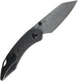 Kansept Knives K9 Linerlock Twill Carbon Fiber & Black Titanium Folding Damascus Knife K1151A4