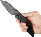 Kansept Knives K9 Linerlock Twill Carbon Fiber & Black Titanium Folding Damascus Knife K1151A4