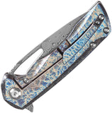 Kansept Knives Mini Kryo Framelock Lightning Strike Titanium Folding Damascus Pocket Knife 2001S2