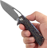 Kansept Knives Mini Kryo Framelock Lightning Strike Titanium Folding Damascus Pocket Knife 2001S2