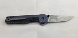 Kansept Knives EDC Tac Button Lock Titanium/CF Folding Damascus Knife 2009A4
