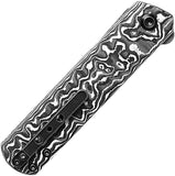 Kansept Knives Foosa Slip Joint Black & White Carbon Fiber Folding Damascus Knife 2020T1