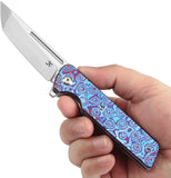 Kansept Knives Anomaly Linerlock Timascus Folding S35VN Tanto Pocket Knife 2038T7