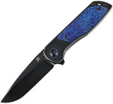 Kansept Knives Ptarmigan Framelock Black Titanium & Timascus Folding S35VN Knife K2055A1