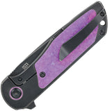 Kansept Knives Ptarmigan Framelock Black & Purple Crystallized Titanium Folding S35VN Knife K2055A3