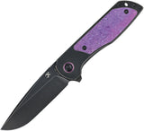 Kansept Knives Ptarmigan Framelock Black & Purple Crystallized Titanium Folding S35VN Knife K2055A3