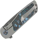 Kansept Knives Ptarmigan Framelock Gray Titanium & Arctic Storm Carbon Fiber Folding S35VN Knife K2055A4