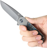 Kansept Knives Ptarmigan Framelock Gray Titanium & Arctic Storm Carbon Fiber Folding S35VN Knife K2055A4