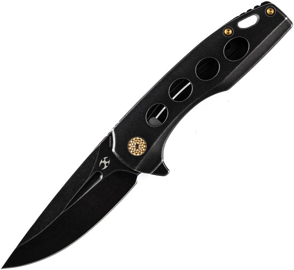 Kansept Knives Cassowary Framelock Black Titanium Folding S35VN Knife 2065A1