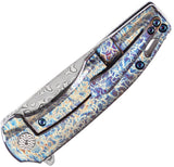 Kansept Knives Cassowary Framelock Lightning Strike Titanium Folding Damascus Knife 2065A3