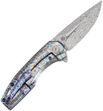 Kansept Knives Cassowary Framelock Lightning Strike Titanium Folding Damascus Knife 2065A3