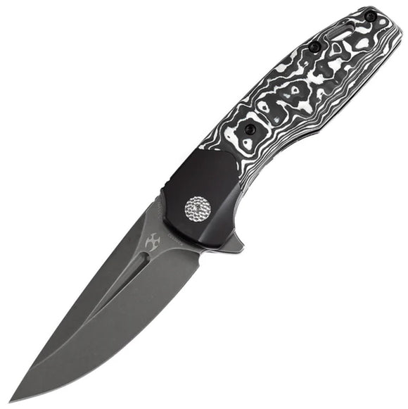 Kansept Knives Cassowary Framelock White Carbon Fiber & Titanium Folding S35VN Knife 2065B2