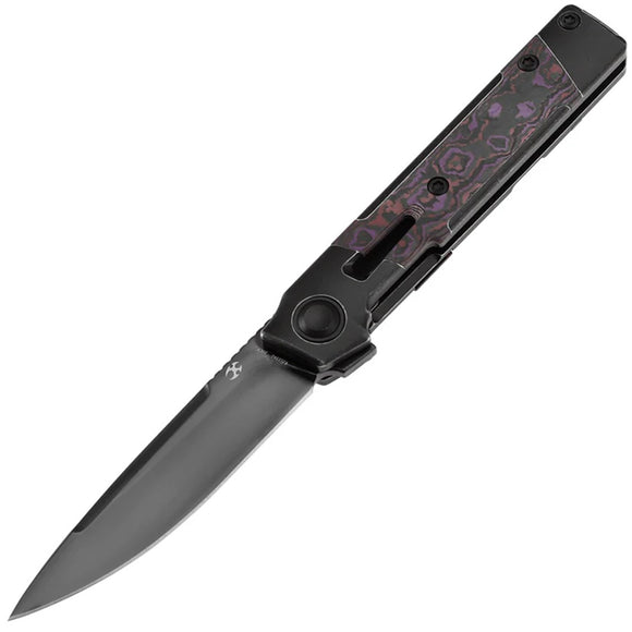Kansept Knives Kitpu Framelock Titanium & Purple Carbon Fiber Folding 20CV Knife 2123A1