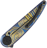 Kansept Knives Symétrix Framelock Blue & Gold Swirl Titanium Folding S35VN Pocket Knife K2141A3