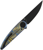 Kansept Knives Symétrix Framelock Blue & Gold Swirl Titanium Folding S35VN Pocket Knife K2141A3