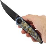 Kansept Knives Symétrix Framelock Blue & Gold Swirl Titanium Folding S35VN Pocket Knife K2141A3