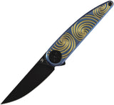 Kansept Knives Symétrix Framelock Blue & Gold Swirl Titanium Folding S35VN Pocket Knife K2141A3