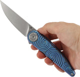 Kansept Knives Symétrix Framelock Blue Swirl Titanium Folding S35VN Pocket Knife K2141A4