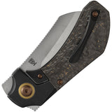 Kansept Knives Pluto Bolster Lock Snake Skin Gold Carbon Fiber & Titanium Folding S90V Knife 3129A1
