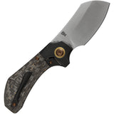 Kansept Knives Pluto Bolster Lock Snake Skin Gold Carbon Fiber & Titanium Folding S90V Knife 3129A1