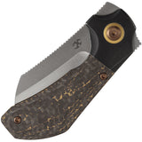 Kansept Knives Pluto Bolster Lock Snake Skin Gold Carbon Fiber & Titanium Folding S90V Knife 3129A1