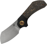 Kansept Knives Pluto Bolster Lock Snake Skin Gold Carbon Fiber & Titanium Folding S90V Knife 3129A1