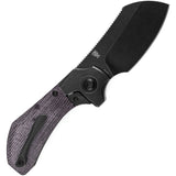 Kansept Knives Pluto Bolster Lock Purple Micarta & Black Titanium Folding S90V Knife 3129A2