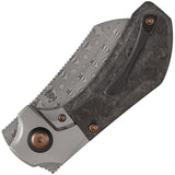 Kansept Knives Pluto Bolster Lock Carbon Fiber & Gray Titanium Folding Damascus Knife 3129A3